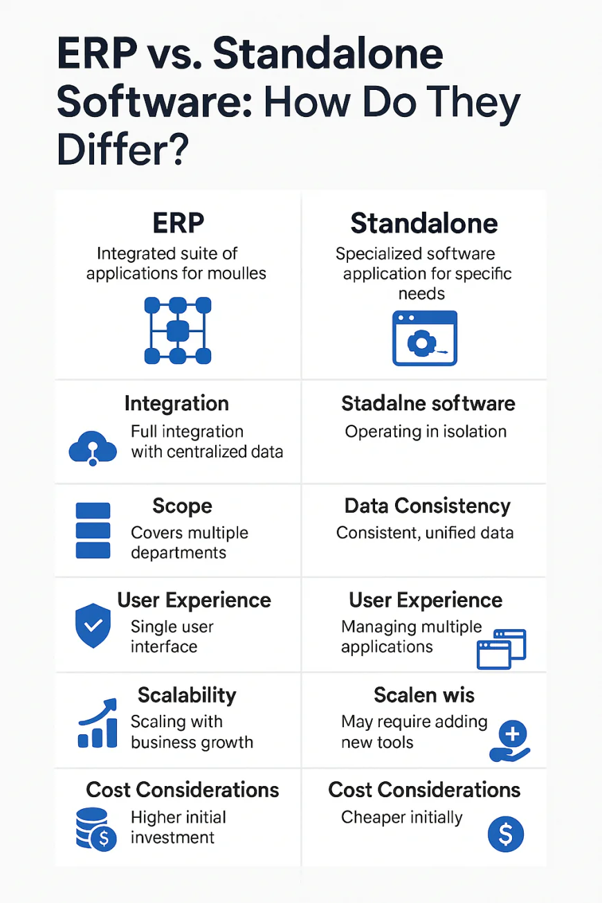 6️⃣ ERP vs Standalone Software: What’s the Difference?