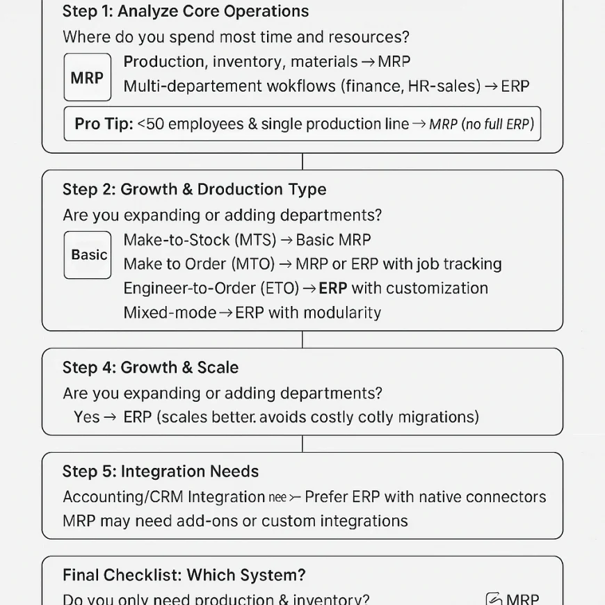 9️⃣ How to Choose Between ERP and MRP the Right Way