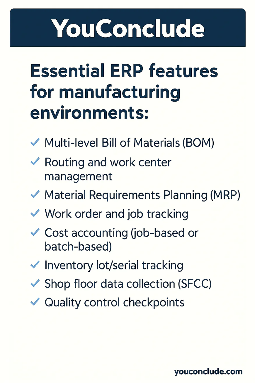 ☑️ ERP  essential features  for manufacturing environments