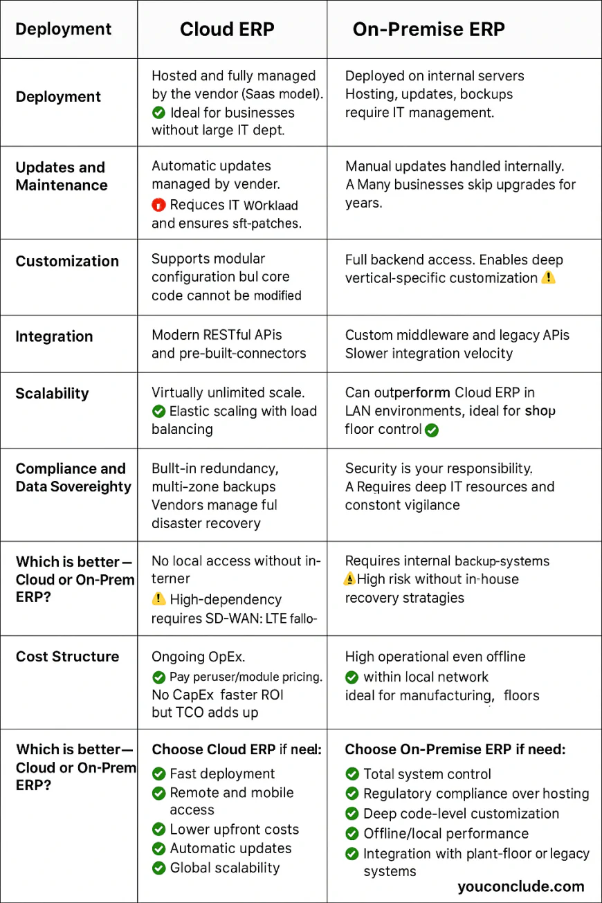 4️⃣ Cloud vs On-Premise ERP: Key Technical Differences